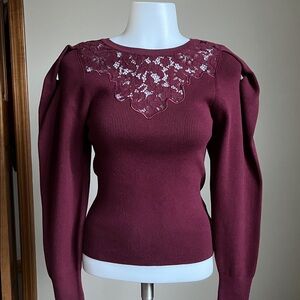 Lace Wine Sweater Top